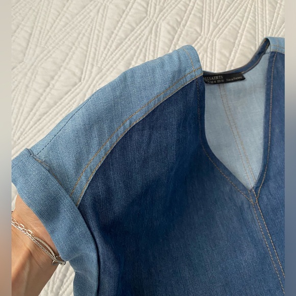 ALL SAINTS Kinney Dress Blue Chambray Denim - Picture 4 of 8